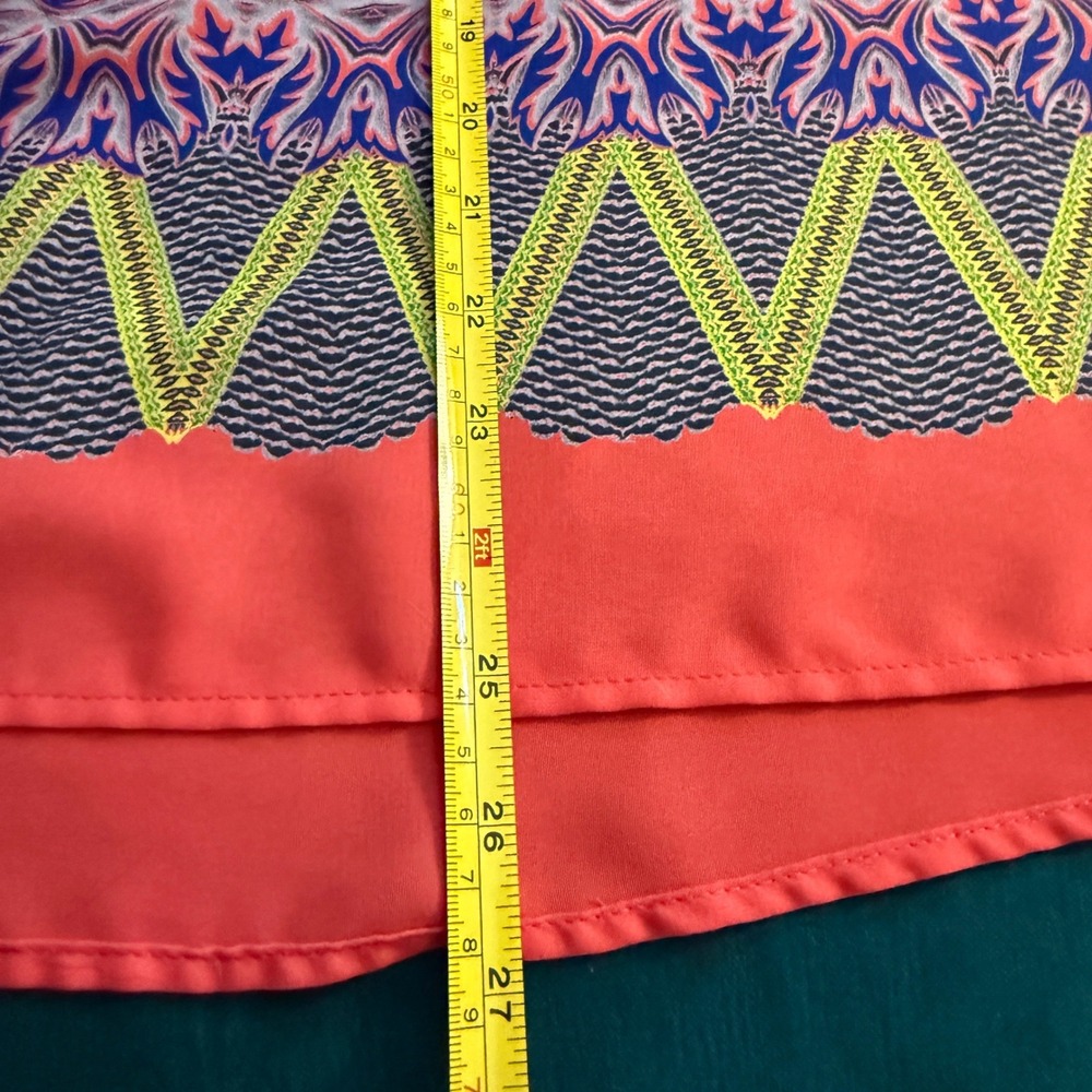 LE LIS USA Made Boho Crochet Trim Geometric Print‎ Tank Top Womens L - Picture 5 of 9